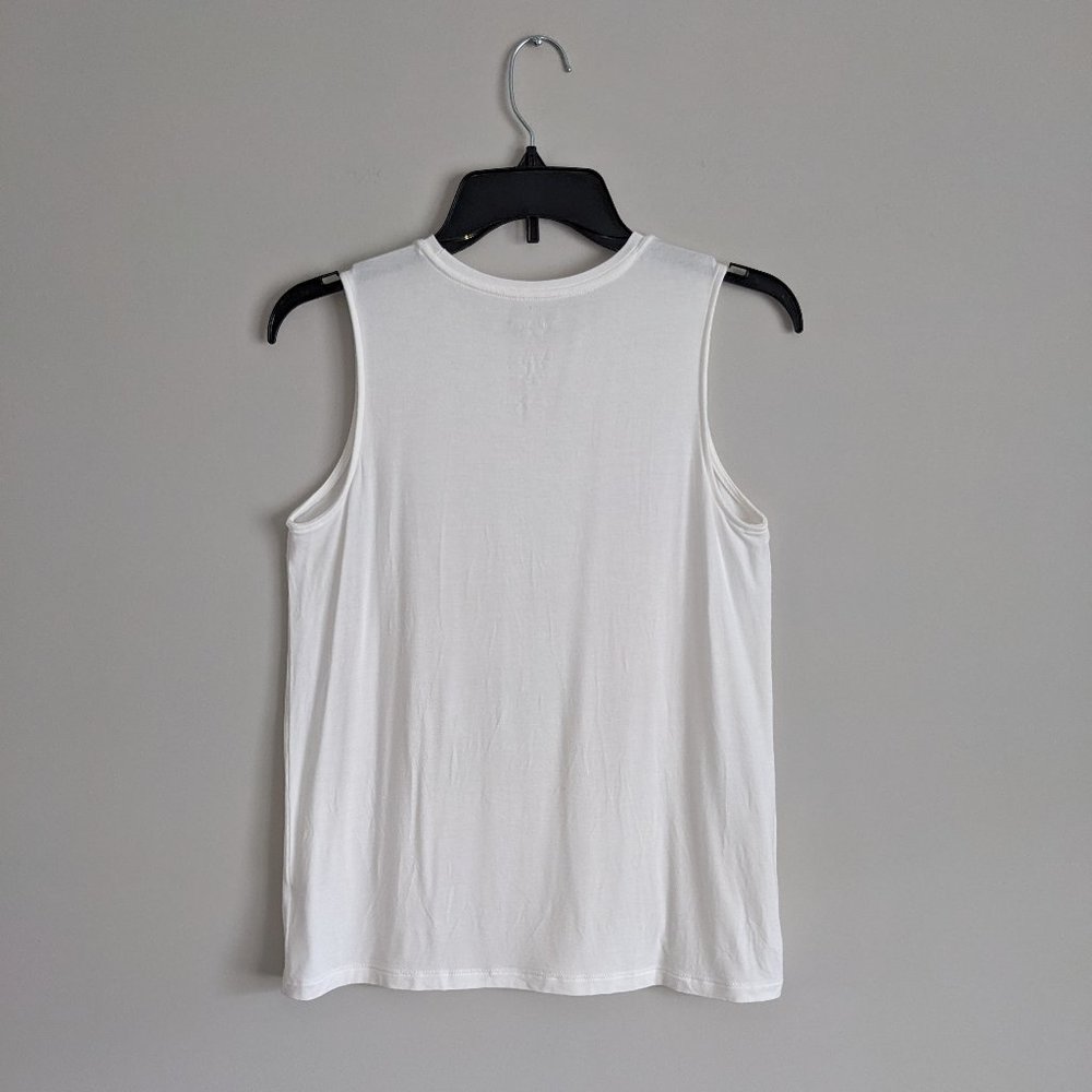 Nine West Soft Spun Essential Easy High-Neck Layering Tank "White Knight" Small - Picture 3 of 5